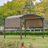 Outsunny paviljoen pergola met verstelbaar stoffen dak uv +50 waterbestendig textileen staal(m-2)