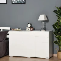 HOMCOM Dressoir keukenkast 2 lades 3 deuren woonkamer badkamer wit(m-6)