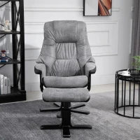 HOMCOM Relaxfauteuil met kruk TV-fauteuil gestoffeerde fauteuil ligstoel grijs 78 x 82,5 x 109 cm(m-4)