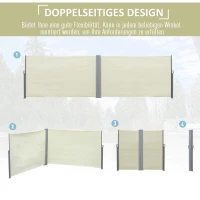 Outsunny dubbelzijdige zijluifel, privacy- en zonwering, polyester, crème(m-4)