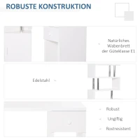 HOMCOM L-vormig / I-vormig bureau, computerbureau, hoekbureau, roestvrij staal, wit(m-5)
