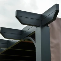 Outsunny paviljoen 3 x 3 m pergola met verstelbaar stoffen dak uv + waterbestendig staal(m-9)