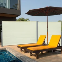 Outsunny dubbelzijdige zijluifel, privacy- en zonwering, polyester, crème(m-2)