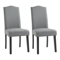HOMCOM Eetkamerstoelen set van 2 keukenstoel woonkamerstoel met rugleuning PP grijs(m-1)