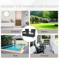 Poly-rotan tuinbank met tafel tuinbank bank 2-zits staal zwart(m-7)