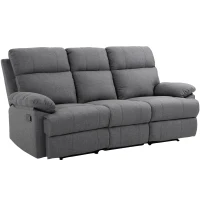 HOMCOM 3-zits tv-bank bank relaxbank ligfunctie 180° verstelbare stoffen bank(m-1)