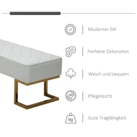 HOMCOM Bank voor slaapkamer bedbank woonkamer kunstleer metaal wit(m-6)