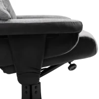 HOMCOM Relaxfauteuil met kruk TV-fauteuil gestoffeerde fauteuil ligstoel grijs 78 x 82,5 x 109 cm(m-9)