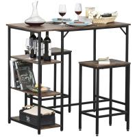 HOMCOM bartafelset, bartafel met 2 barkrukken 3-delig Placemat met planken staal