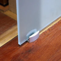 HOMCOM glazen schuifdeur schuifdeur deur kamerdeur met handgreep eenzijdig gesatineerd met stroken 2050 x 900 mm(m-6)