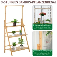 Bloemenstandaard voor binnen buiten 3-laags ladderplank woonkamer tuin natuur(m-6)