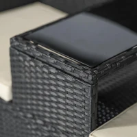 Poly-rotan tuinbank met tafel tuinbank bank 2-zits staal zwart(m-9)