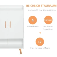 HOMCOM Schoenenkast schoenenrek met deuren en planken voor hal entree wit(m-4)
