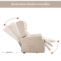 HOMCOM relaxstoel tv-stoel met elektrische opstahulp linnen hout schuimstof crème 72,5 x 94 x 109 cm(m-4)