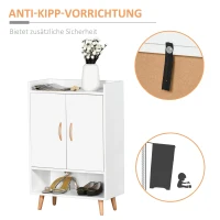 HOMCOM Schoenenkast schoenenrek met deuren en planken voor hal entree wit(m-6)