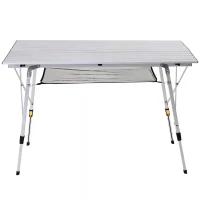 Outsunny Aluminium Portable Outdoor BBQ Picnic Table w/ Mesh Tier Silver(m-9)