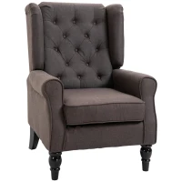 HOMCOM Fabric Tufted Accent Armchair Brown(m-1)