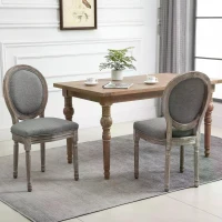 HOMCOM Antique Dining Chairs, Set of 2 Elegant French-Style w/ Wood Frame Foam Seats Foot Pads Carved Legs Vintage Back(m-2)