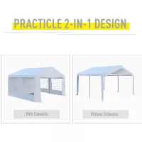Outsunny 4 x 4m Party Gazebo, Party Marquee, Heavy Duty, Removable Sidewalls & Zippered Doors, Water Resistent, Steel Frame, White(m-4)