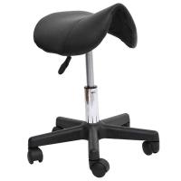 HOMCOM PU Leather Height Adjustable Saddle Stool Black
