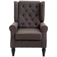 HOMCOM Fabric Tufted Accent Armchair Brown(m-12)