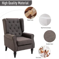 HOMCOM Fabric Tufted Accent Armchair Brown(m-6)
