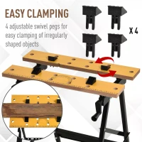 DURHAND MDF Top Portable Work Bench w Adjustable Clamps Black(m-7)