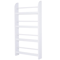 HOMCOM 4-Tier Floating Bookshelf, Space Saving Wall Mounted Bookcase for Home Office, Study, White