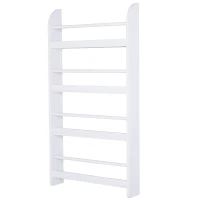 HOMCOM 4-Tier Floating Bookshelf, Space Saving Wall Mounted Bookcase for Home Office, Study, White(m-1)