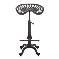 HOMCOM Cast Iron Adjustable Height Industrial Bar Stool with Footrest