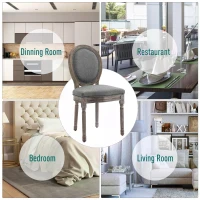 HOMCOM Antique Dining Chairs, Set of 2 Elegant French-Style w/ Wood Frame Foam Seats Foot Pads Carved Legs Vintage Back(m-6)