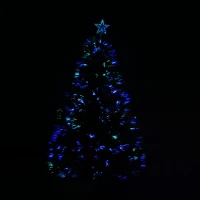 HOMCOM 4FT Pre-Lit Fibre Optic Artificial Christmas Tree Holiday Xmas Décor with Tree Topper Multi-Colour(m-14)