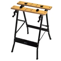 DURHAND MDF Top Portable Work Bench w Adjustable Clamps Black(m-12)