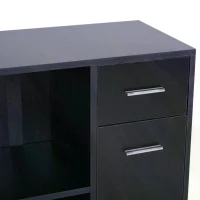 HOMCOM 180 Degree Rotating Corner Desk L- Shaped Table Home Office Workstation Black(m-11)