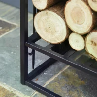 HOMCOM Steel Firewood Log Holder Indoor Outdoor Firewood Rack Fireplace Wood Storage Shelf with 4 Tools, Hooks, Scrolls, Rust-Resistant, Black, 75L x 30W x 60H cm(m-9)