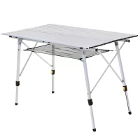 Outsunny Aluminium Portable Outdoor BBQ Picnic Table w/ Mesh Tier Silver(m-1)