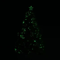 HOMCOM 4FT Pre-Lit Fibre Optic Artificial Christmas Tree Holiday Xmas Décor with Tree Topper Multi-Colour(m-4)