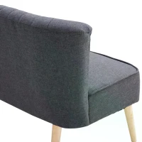 HOMCOM 2-seater Loveseat, Armless, Double Seat, Padded Linen Wood Leg Dark Grey(m-12)
