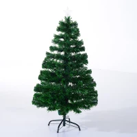 HOMCOM 4FT Pre-Lit Fibre Optic Artificial Christmas Tree Holiday Xmas Décor with Tree Topper Multi-Colour(m-1)