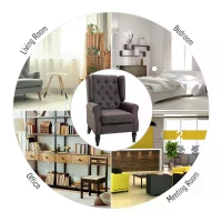 HOMCOM Fabric Tufted Accent Armchair Brown(m-7)