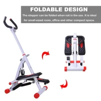 HOMCOM Foldable Step Machine, Height Adjustable Stepper w/ LCD Display and Handlebar, Twister Steppers for Exercise Workout Home Gym Office(m-5)
