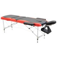 HOMCOM Professional Portable Massage Table W/ Headrest-Black/Red