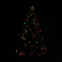HOMCOM 4FT Pre-Lit Fibre Optic Artificial Christmas Tree Holiday Xmas Décor with Tree Topper Multi-Colour(m-6)