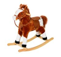 HOMCOM Children Plush Rocking Horse with Sound-Brown