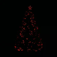 HOMCOM 4FT Pre-Lit Fibre Optic Artificial Christmas Tree Holiday Xmas Décor with Tree Topper Multi-Colour(m-5)