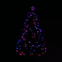 HOMCOM 4FT Pre-Lit Fibre Optic Artificial Christmas Tree Holiday Xmas Décor with Tree Topper Multi-Colour(m-13)