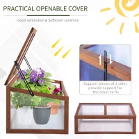 Outsunny Wooden Cold Frame with Openable & Tilted Top Cover, Outdoor Polycarbonate Greenhouse for Plant, 100 x 65 x 40cm, Brown(m-6)