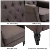 HOMCOM Fabric Tufted Accent Armchair Brown(m-5)