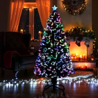HOMCOM 5ft Pre Lit Christmas Tree, Artificial Holiday Decor Sturdy Metal Base(m-2)
