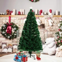 HOMCOM 5ft Pre Lit Christmas Tree, Artificial Holiday Decor Sturdy Metal Base(m-9)